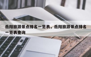 岳阳旅游景点排名一览表，岳阳旅游景点排名一览表查询